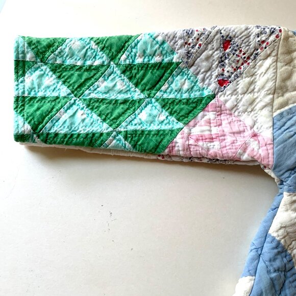 Handmade Toddler Hooded Jacket Made from Vintage Quilts 18 mo Sailor Blue White - Picture 5 of 11